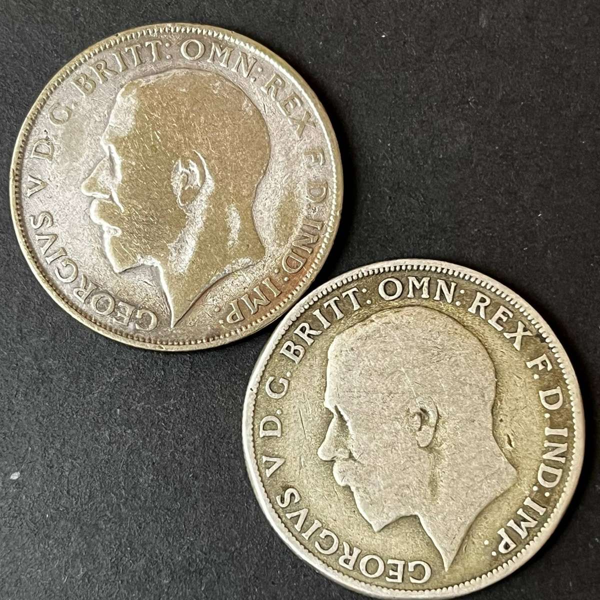  1921 & 1926 British One Florin Silver Coins (2 Coin Lot)  George V