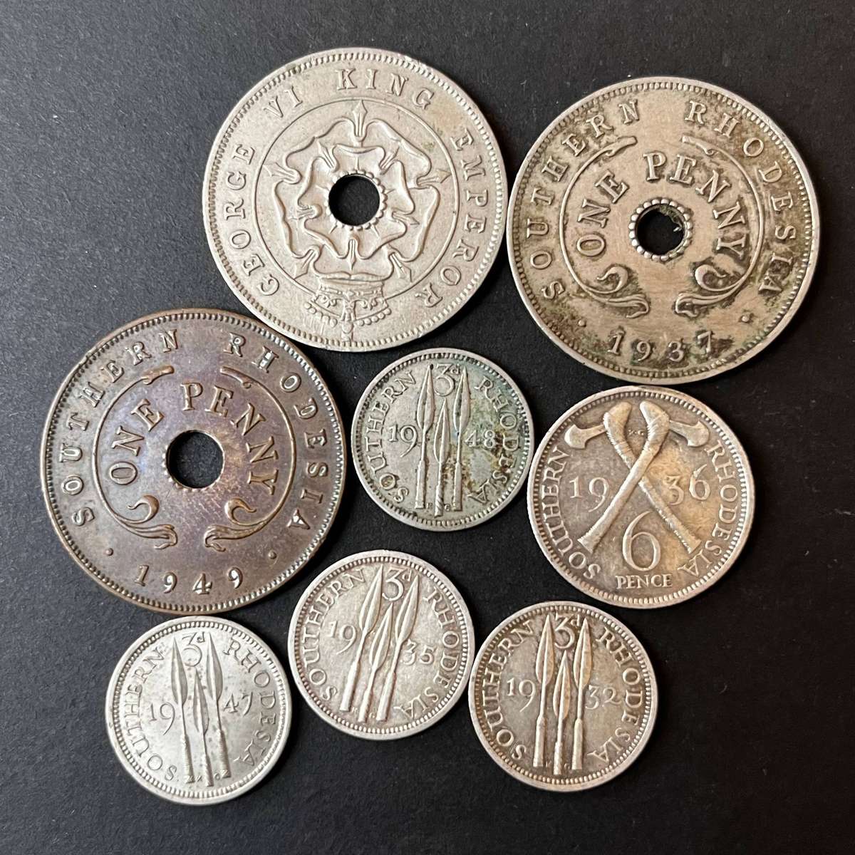 Mixed Denominations  Coin Lot (8 Coins)  Southern Rhodesia