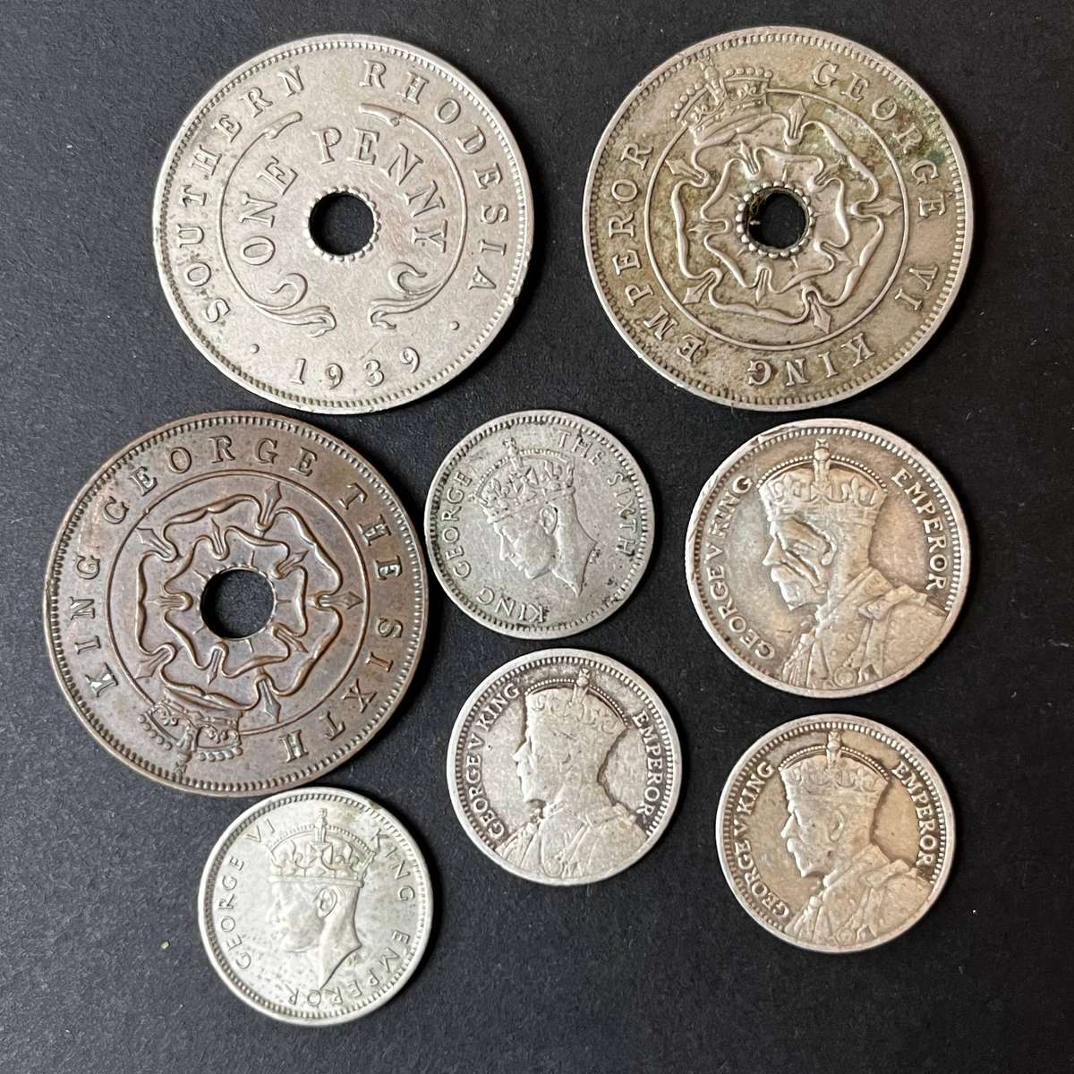 Mixed Denominations  Coin Lot (8 Coins)  Southern Rhodesia