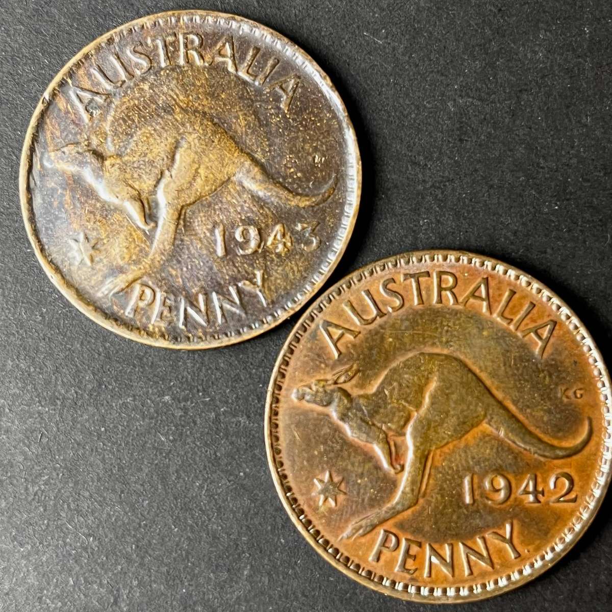  Australia Penny Coin Pair | 1942 & 1943 | George VI