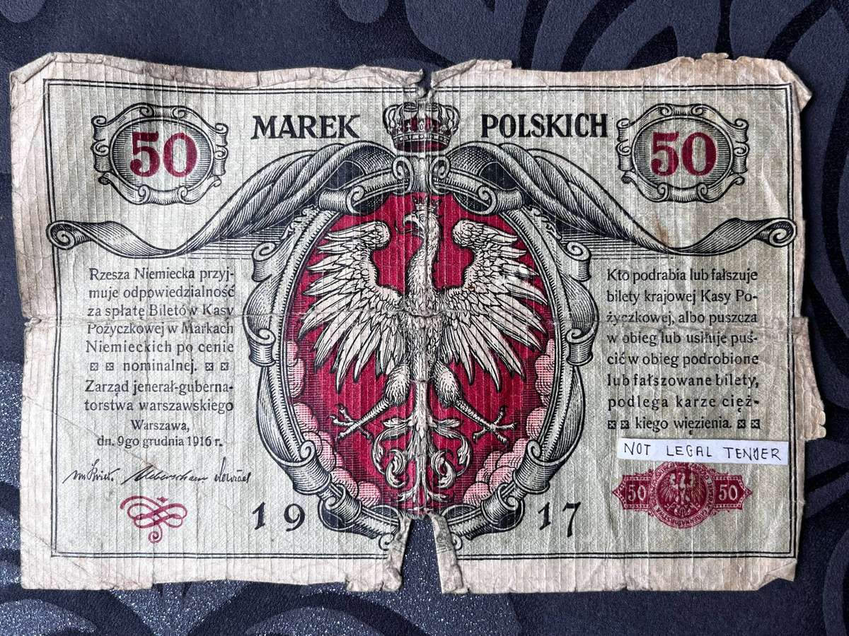 1917 Poland 50 Marek Polskich Banknote