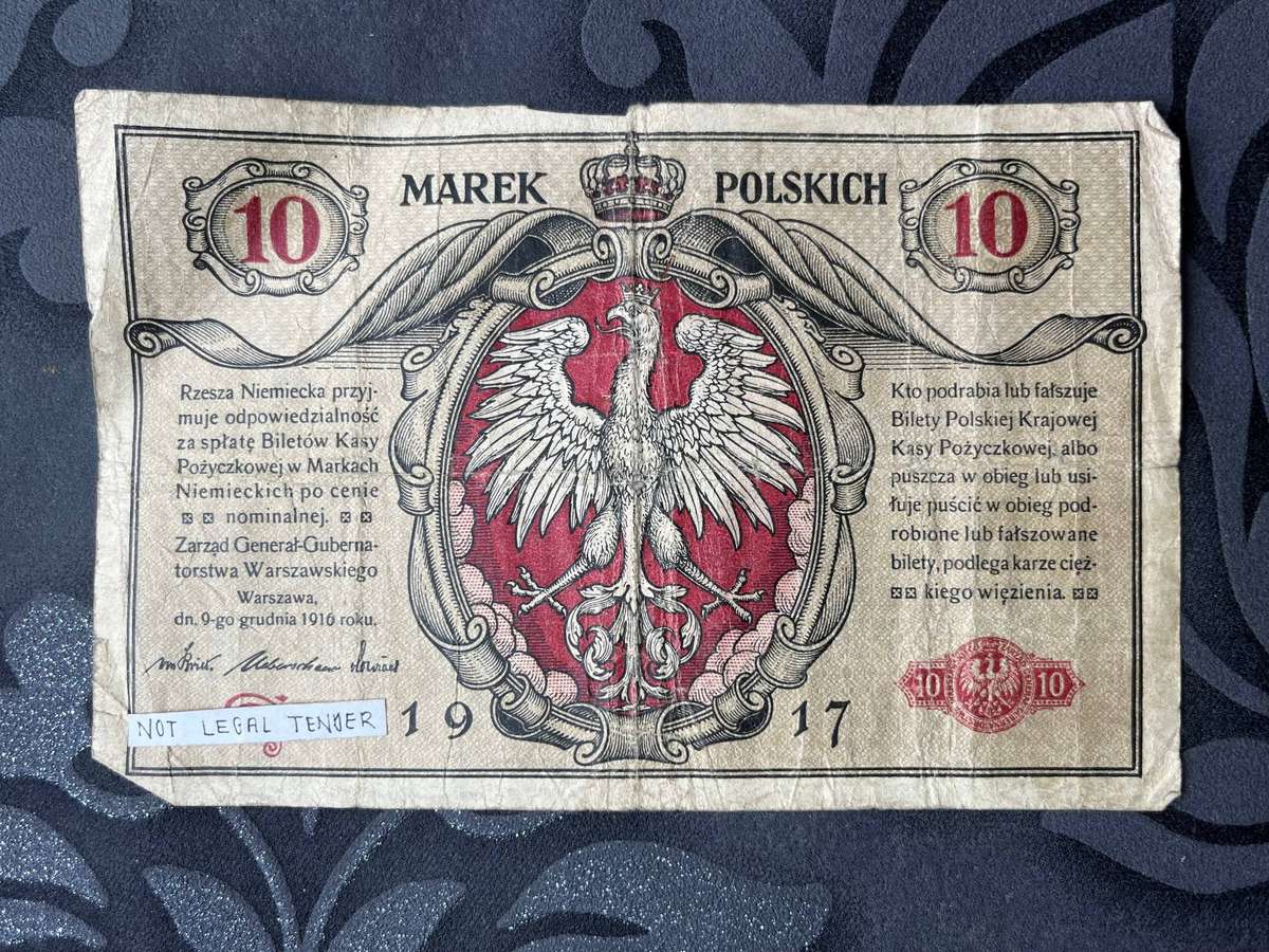 1917 Poland 10 Marek Polskich Banknote