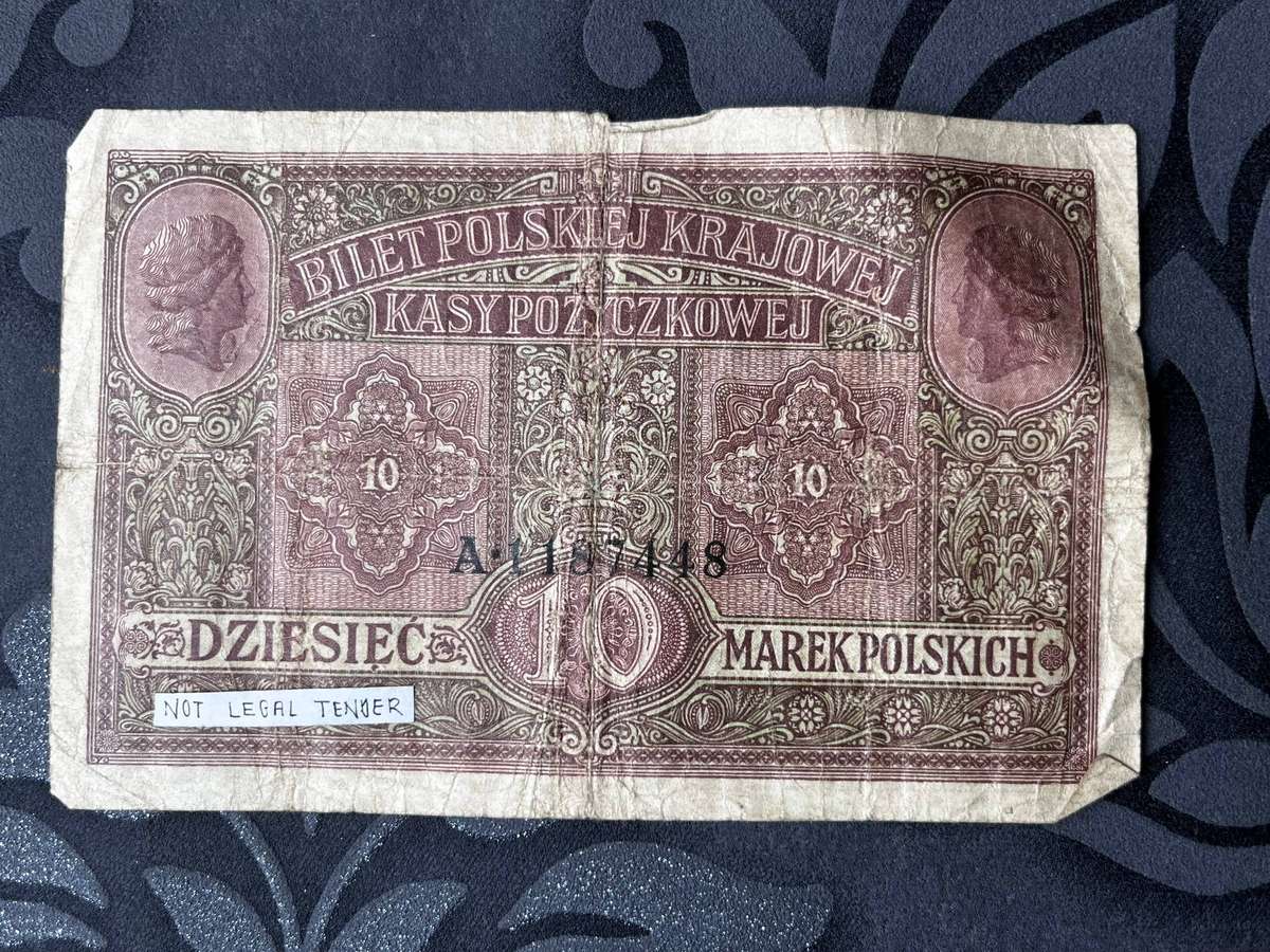 1917 Poland 10 Marek Polskich Banknote