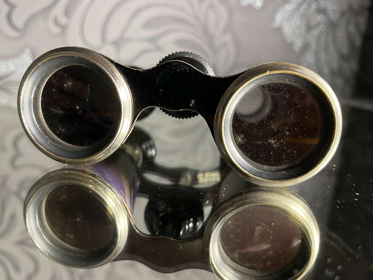 Vintage French Opera Glasses  Marbled Purple  Original Case