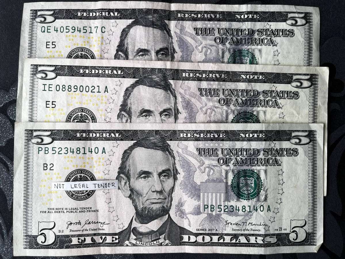  3 x $5 US Dollar Notes | Federal Reserve Notes