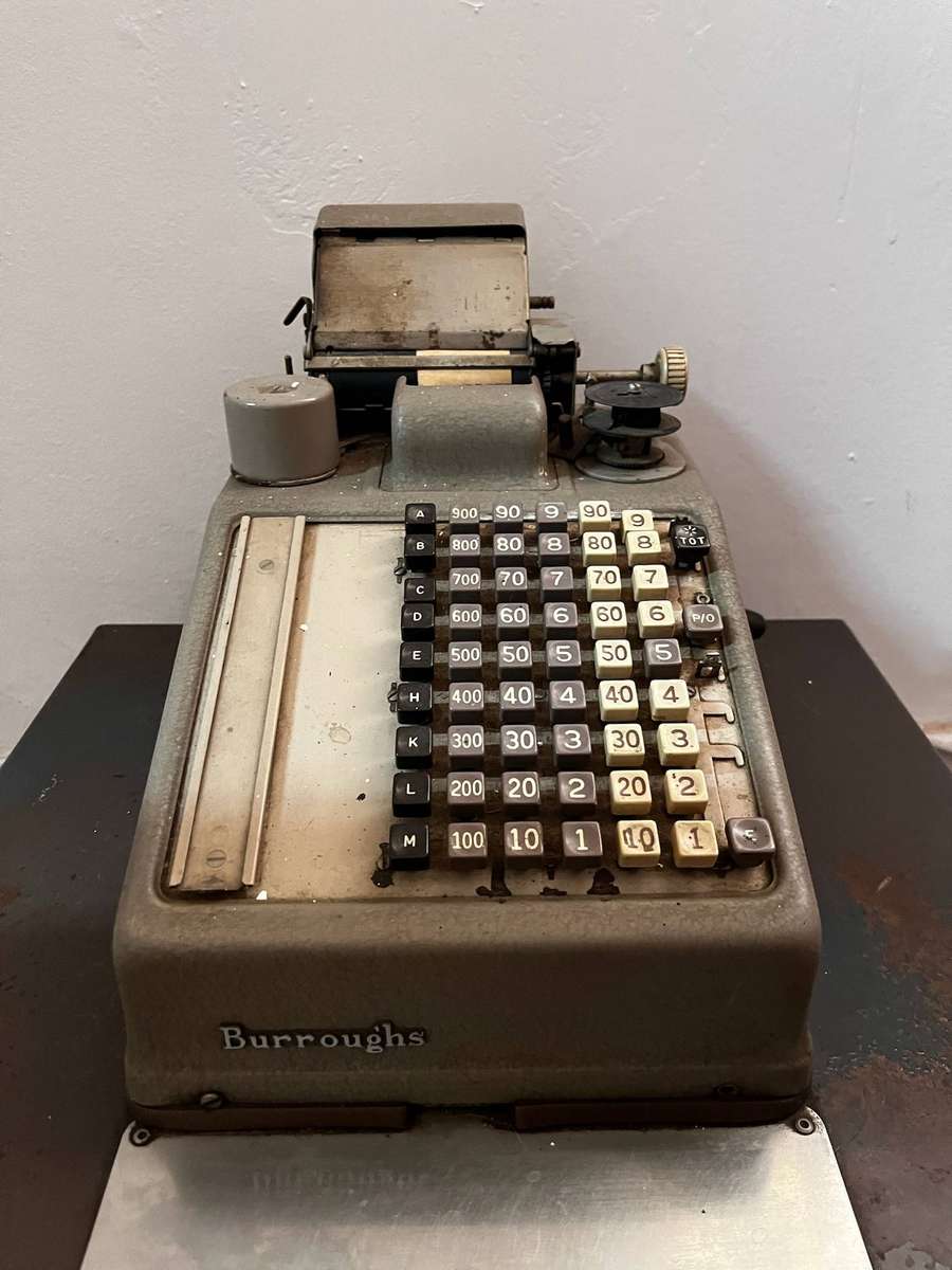 Burroughs Vintage Mechanical Adding Machine  Original Calculator  Mid-Century Office Machine