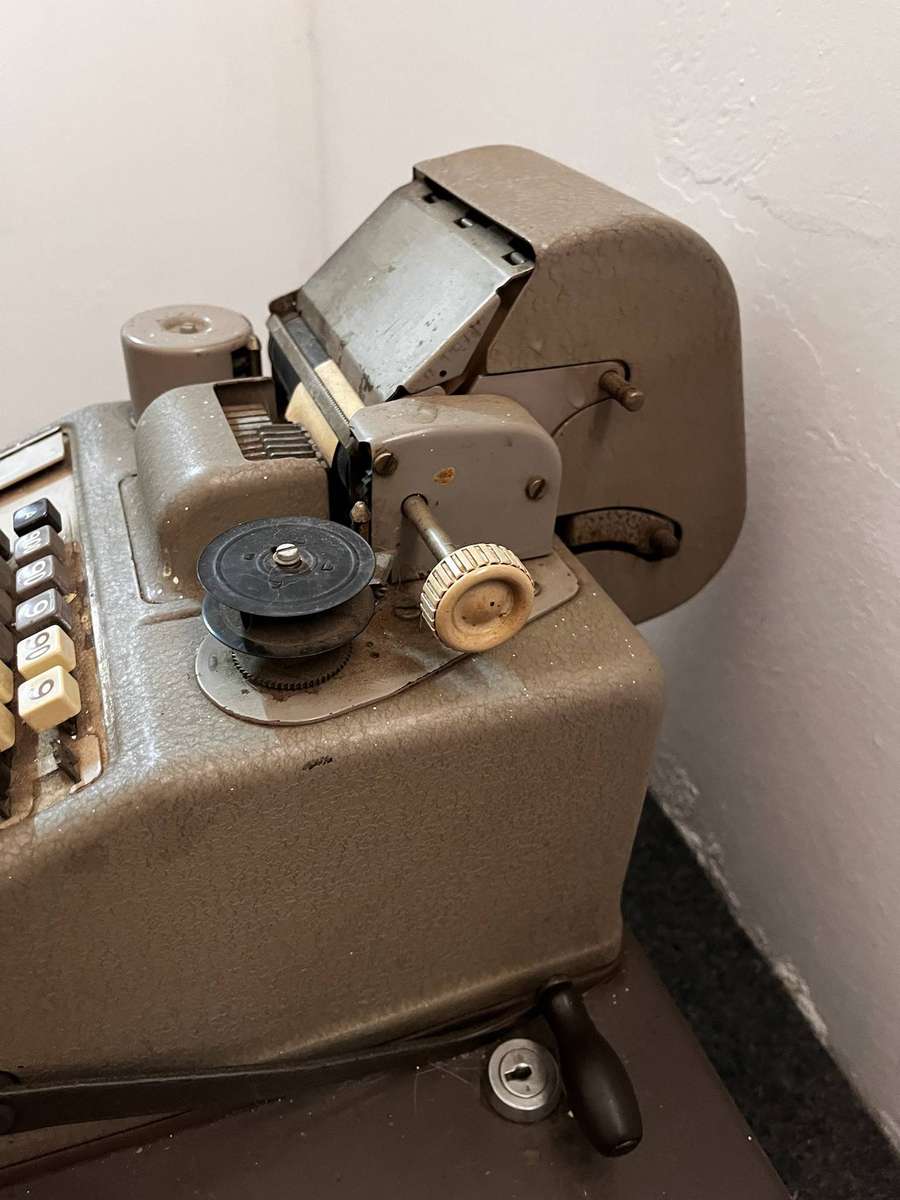 Burroughs Vintage Mechanical Adding Machine  Original Calculator  Mid-Century Office Machine