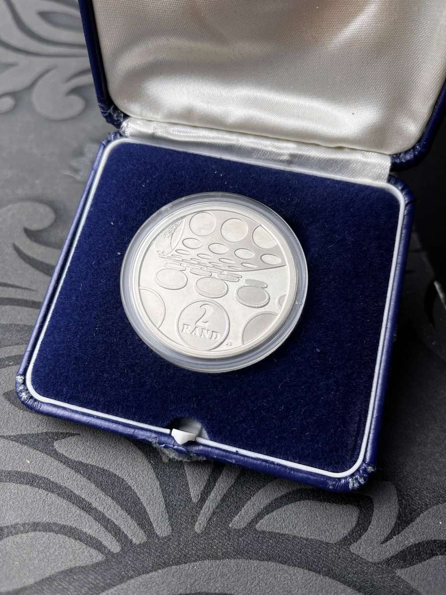  1992 South Africa 2 Rand Silver Proof Coin  1oz Fine Silver