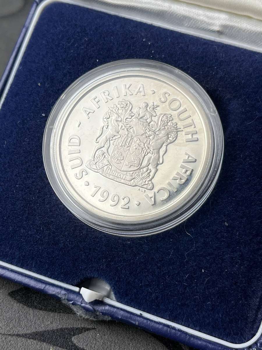  1992 South Africa 2 Rand Silver Proof Coin  1oz Fine Silver