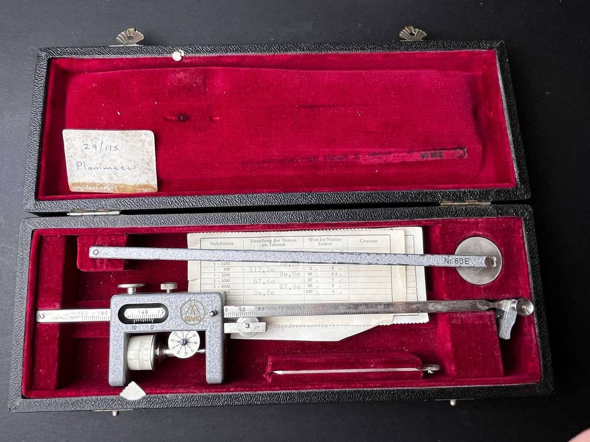  Vintage HAFF Planimeter Measuring Instrument  Complete in Original Case