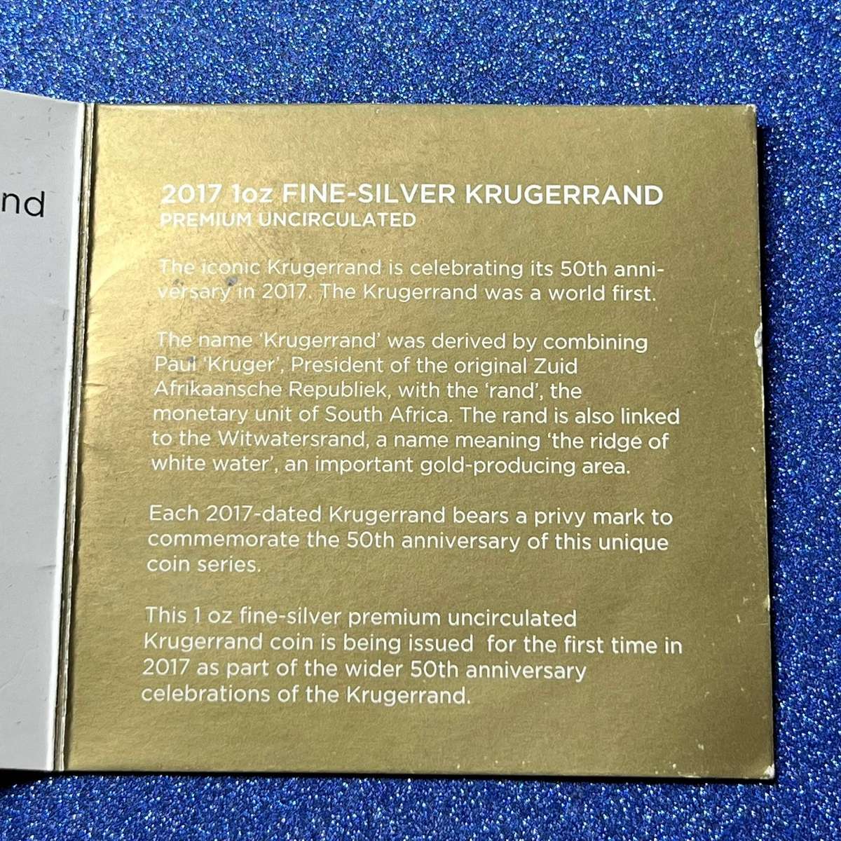  2017 Silver Krugerrand / 1oz Fine Silver .999 / 50th Anniversary Privy Mark