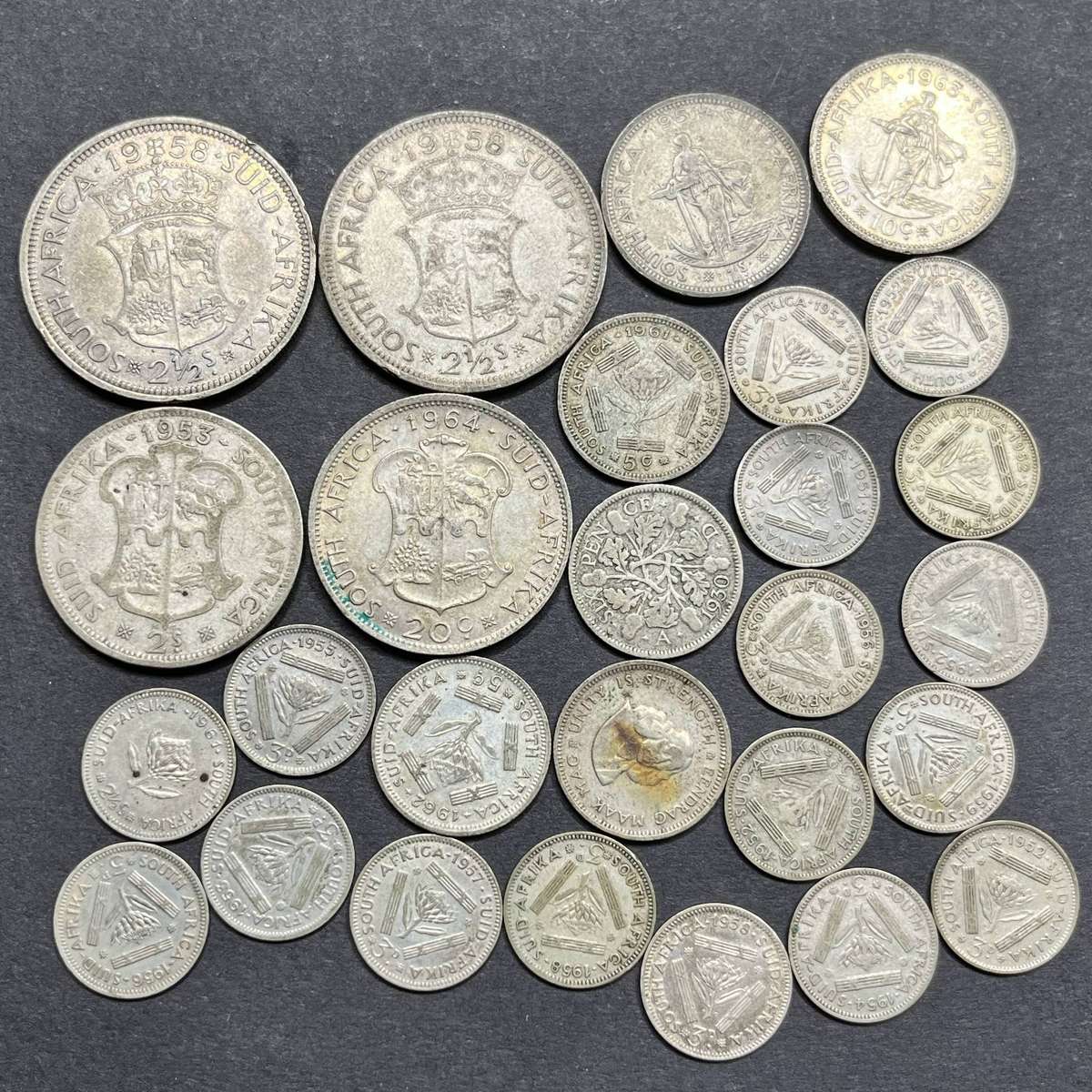  Union of SA & Republic Silver Coin Lot .500 Silver