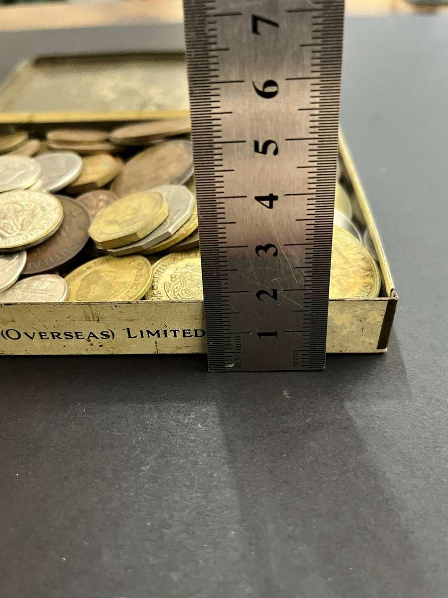  Mixed World Coin Lot in Vintage Senior Service Cigarette Tin