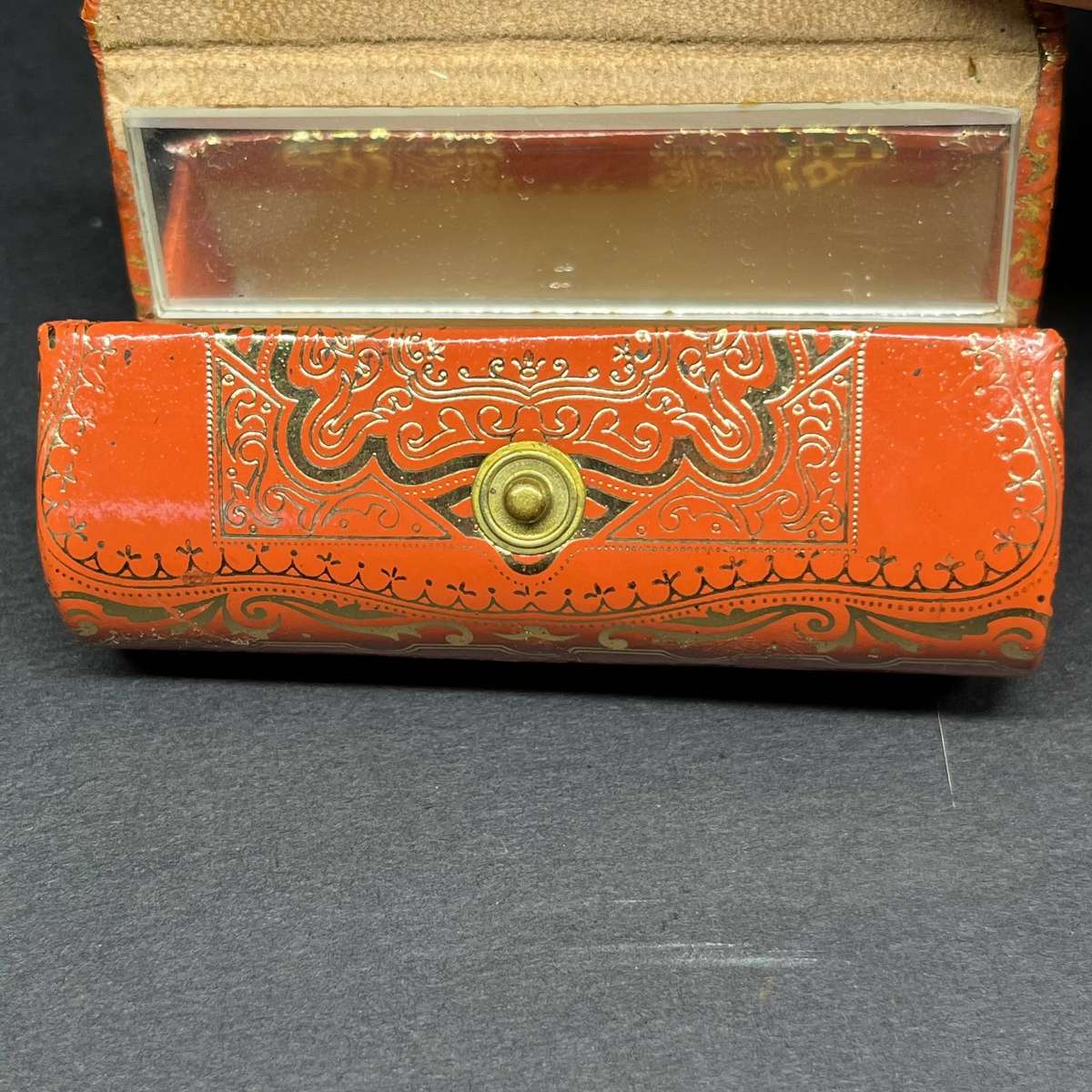  Vintage Italian Genuine Calf Leather Lipstick Case with Mirror