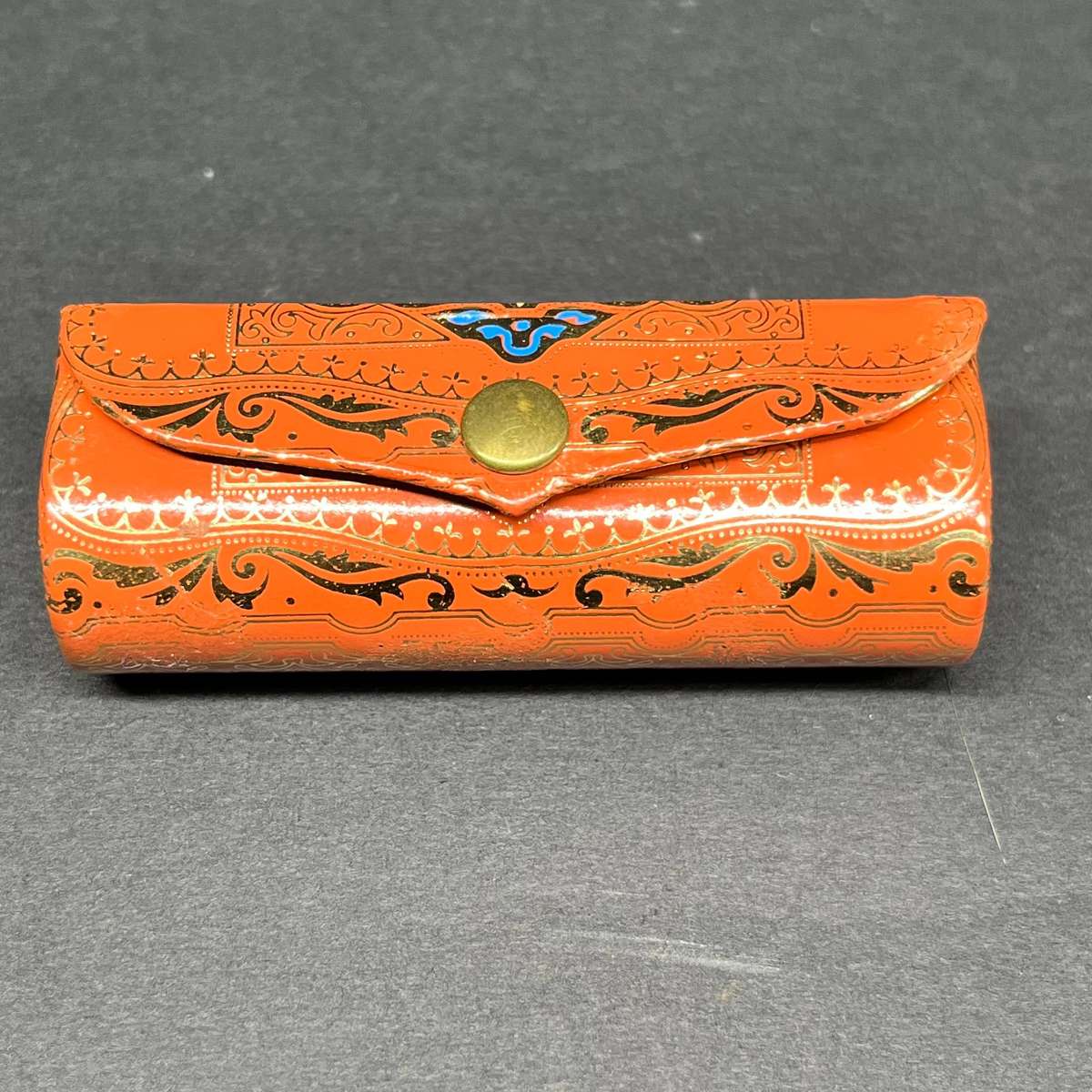  Vintage Italian Genuine Calf Leather Lipstick Case with Mirror