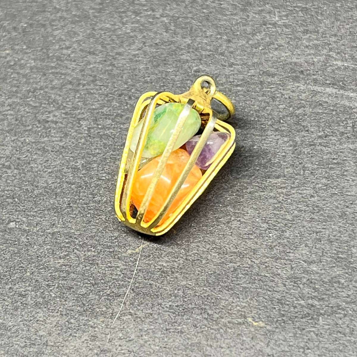  Vintage Multi-Stone Cage Pendant