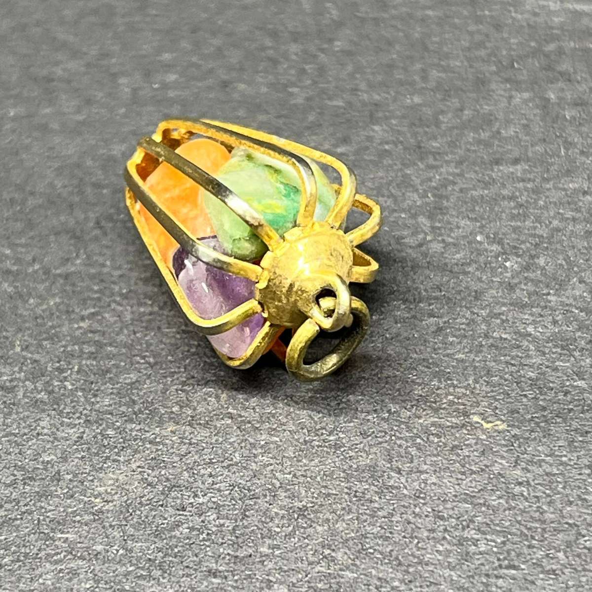  Vintage Multi-Stone Cage Pendant