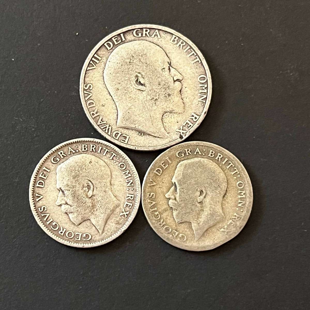  British Silver Coin Lot  Edward VII & George V  Shilling & Sixpence  Pre-1920