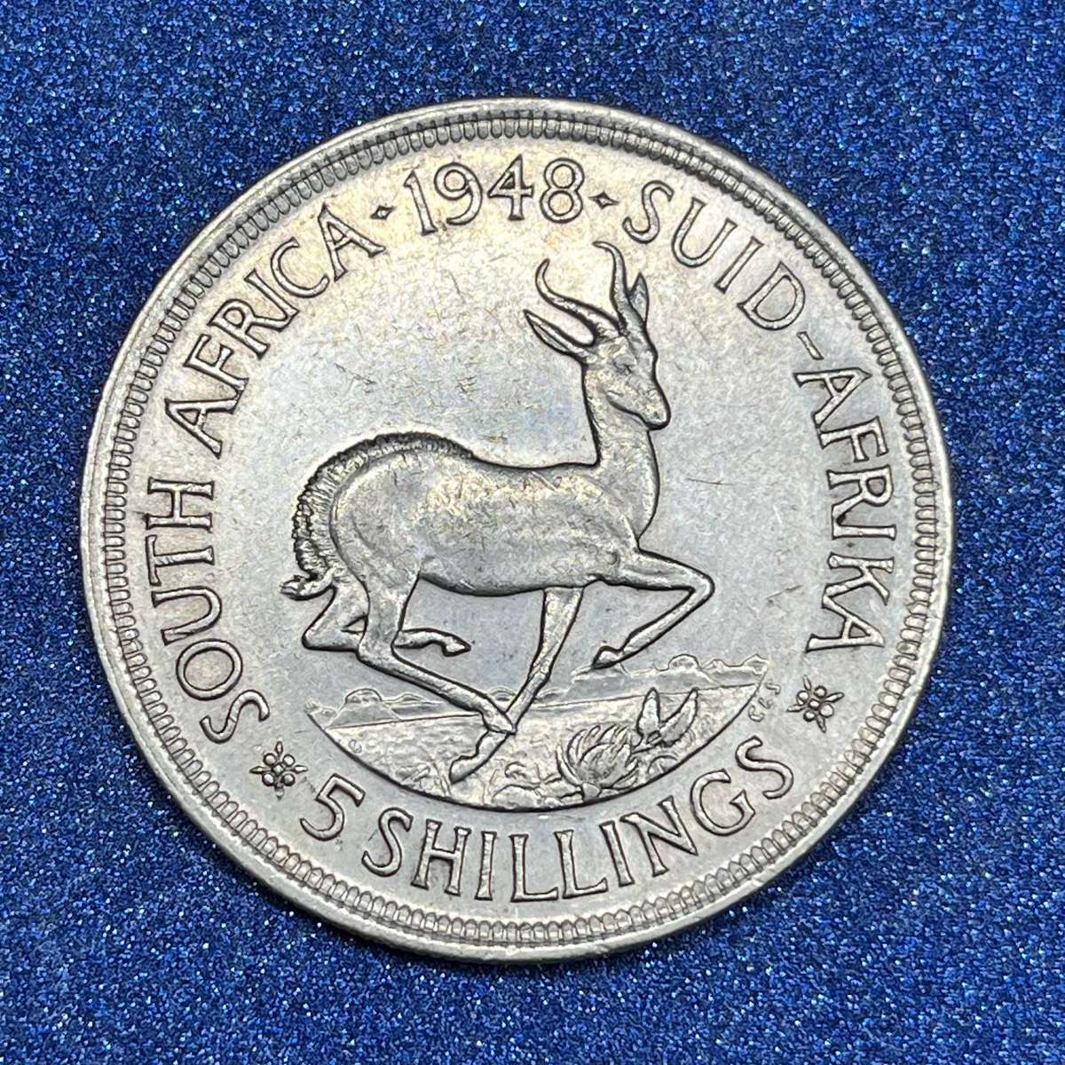  Union of SA 5 Shillings .800 Silver Crown 1948