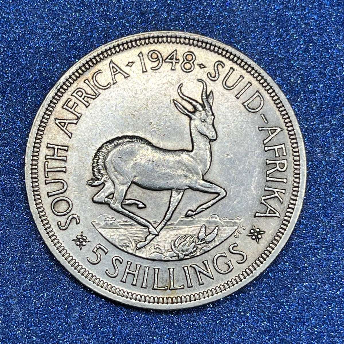  Union of SA 5 Shillings .800 Silver Crown 1948