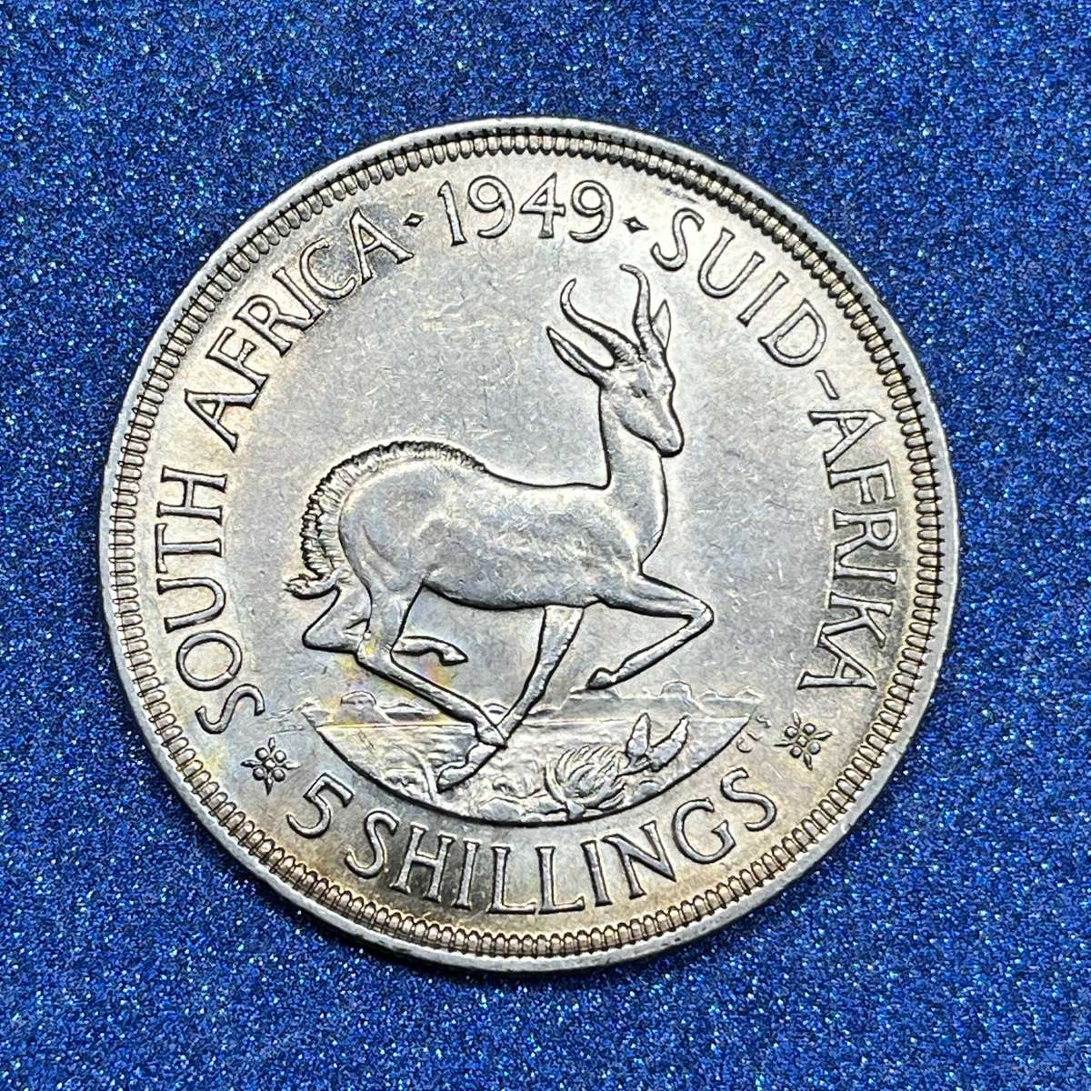  Union of SA 5 Shillings .800 Silver Crown 1949