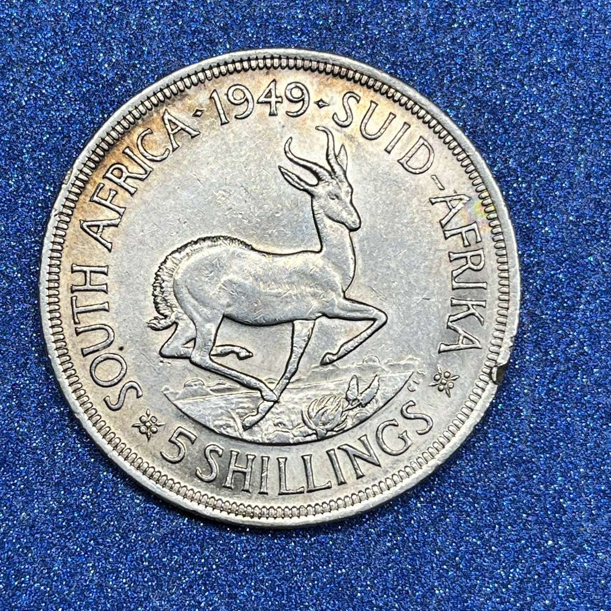  Union of SA 5 Shillings .800 Silver Crown 1949