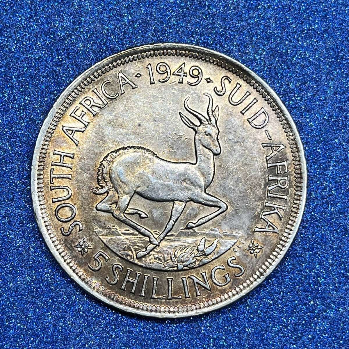  Union of SA 5 Shillings .800 Silver Crown 1949