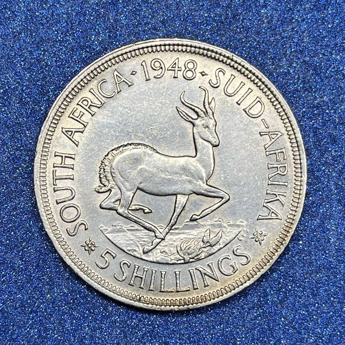  Union of SA 5 Shillings .800 Silver Crown 1948