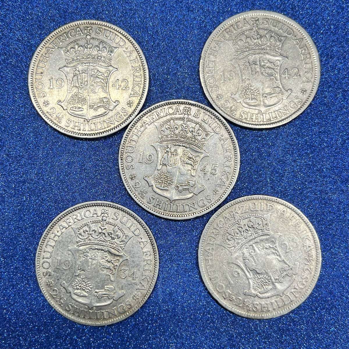  Union of SA Half-Crown Lot .800 Silver  Mixed Dates