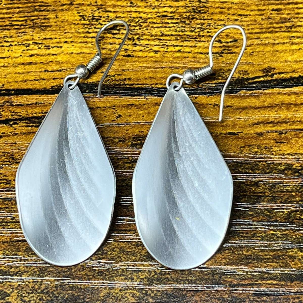 Silver-Tone Sculptural Teardrop Drop Earrings  Costume Jewellery