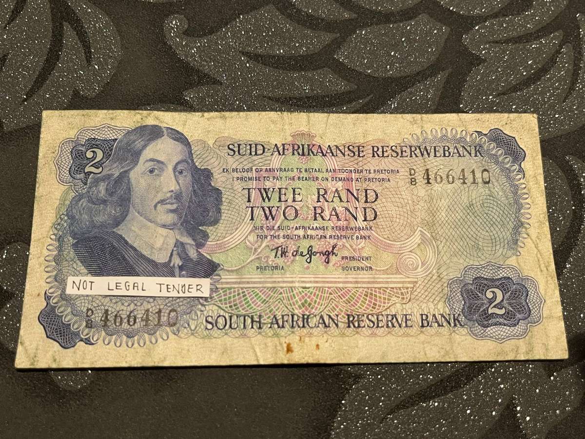  South Africa 2 Rand Note  Jan van Riebeeck  T.W. de Jongh Signature