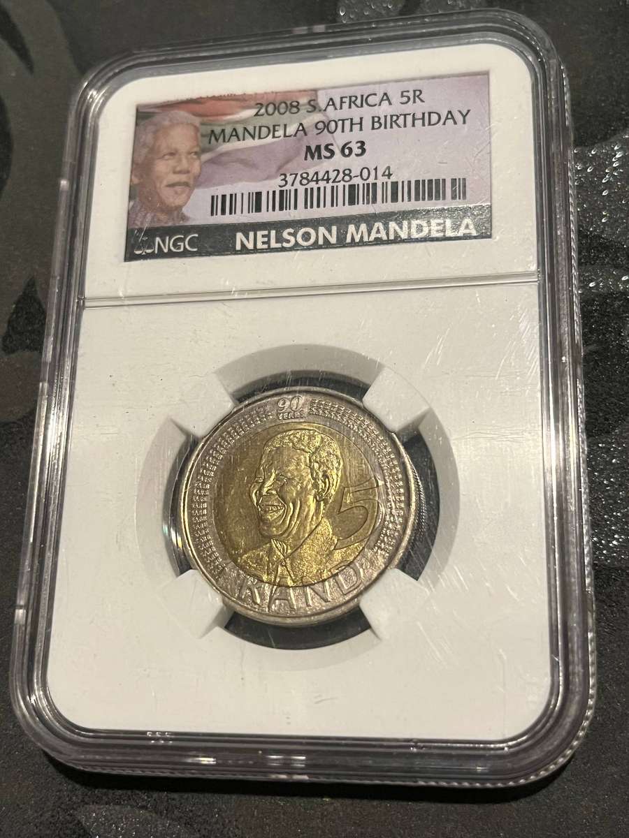 2008 South Africa 5 Rand Mandela 90th Birthday NGC MS63