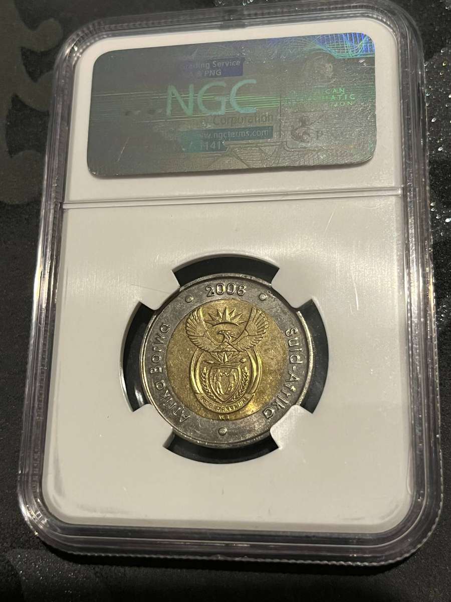 2008 South Africa 5 Rand  Mandela 90th Birthday  NGC MS63