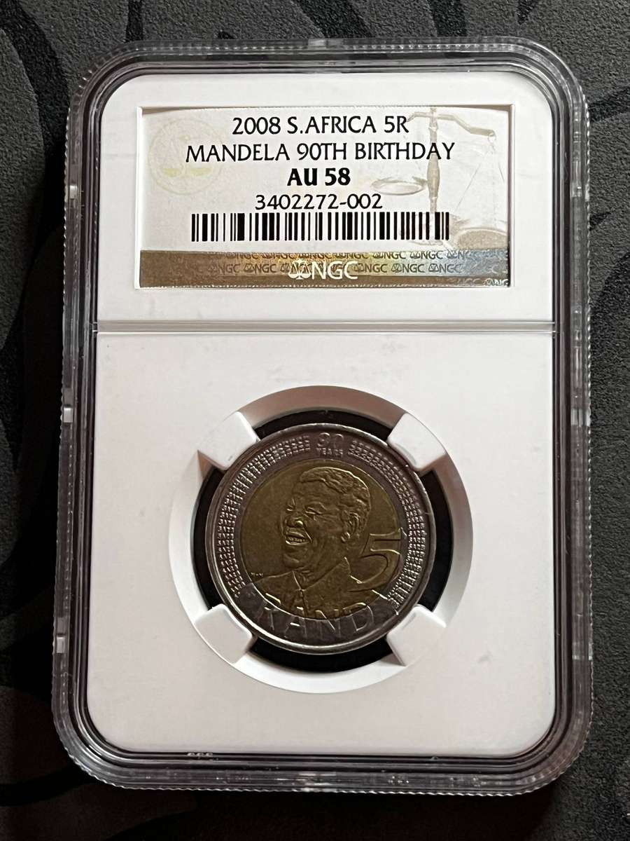 2008 R5 NGC AU58 Mandela 90th Birthday Coin