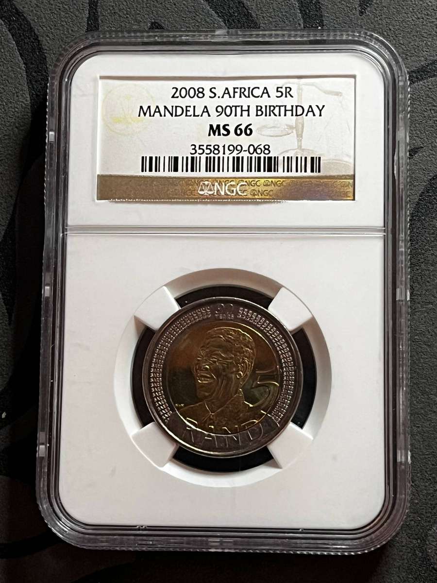 2008 R5 NGC MS66 Mandela 90th Birthday Coin