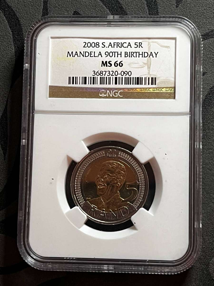 2008 R5 NGC MS66 Mandela 90th Birthday Coin
