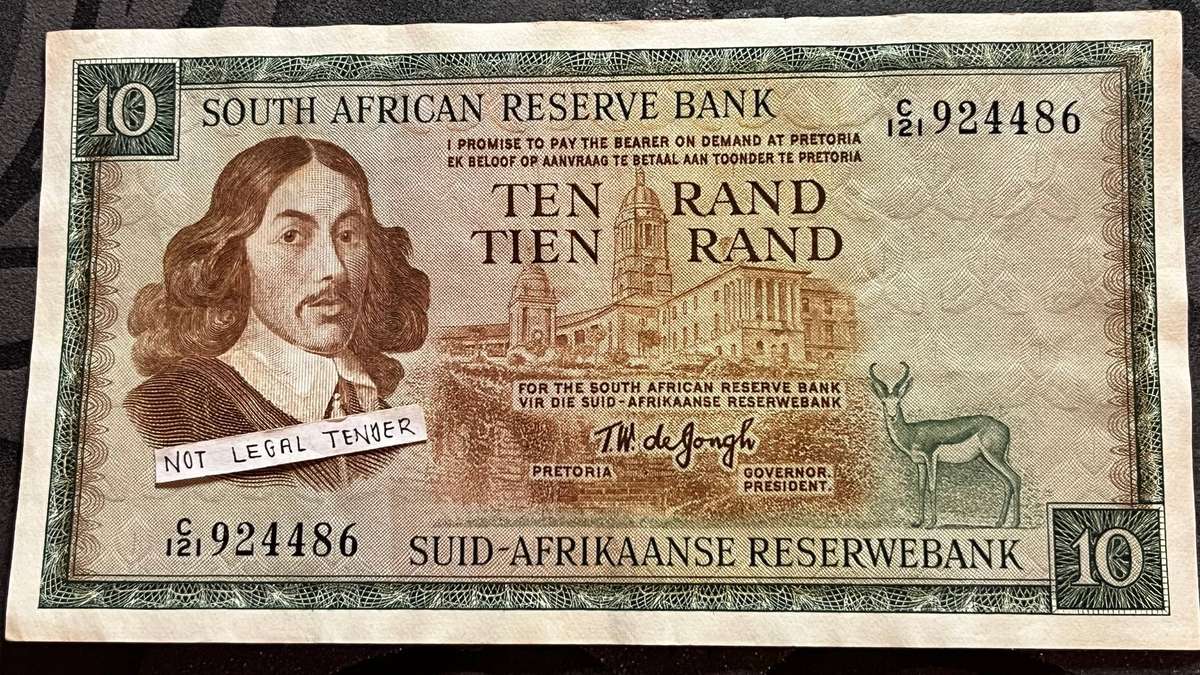 10 Rand Banknote  T.W. de Jongh Signature