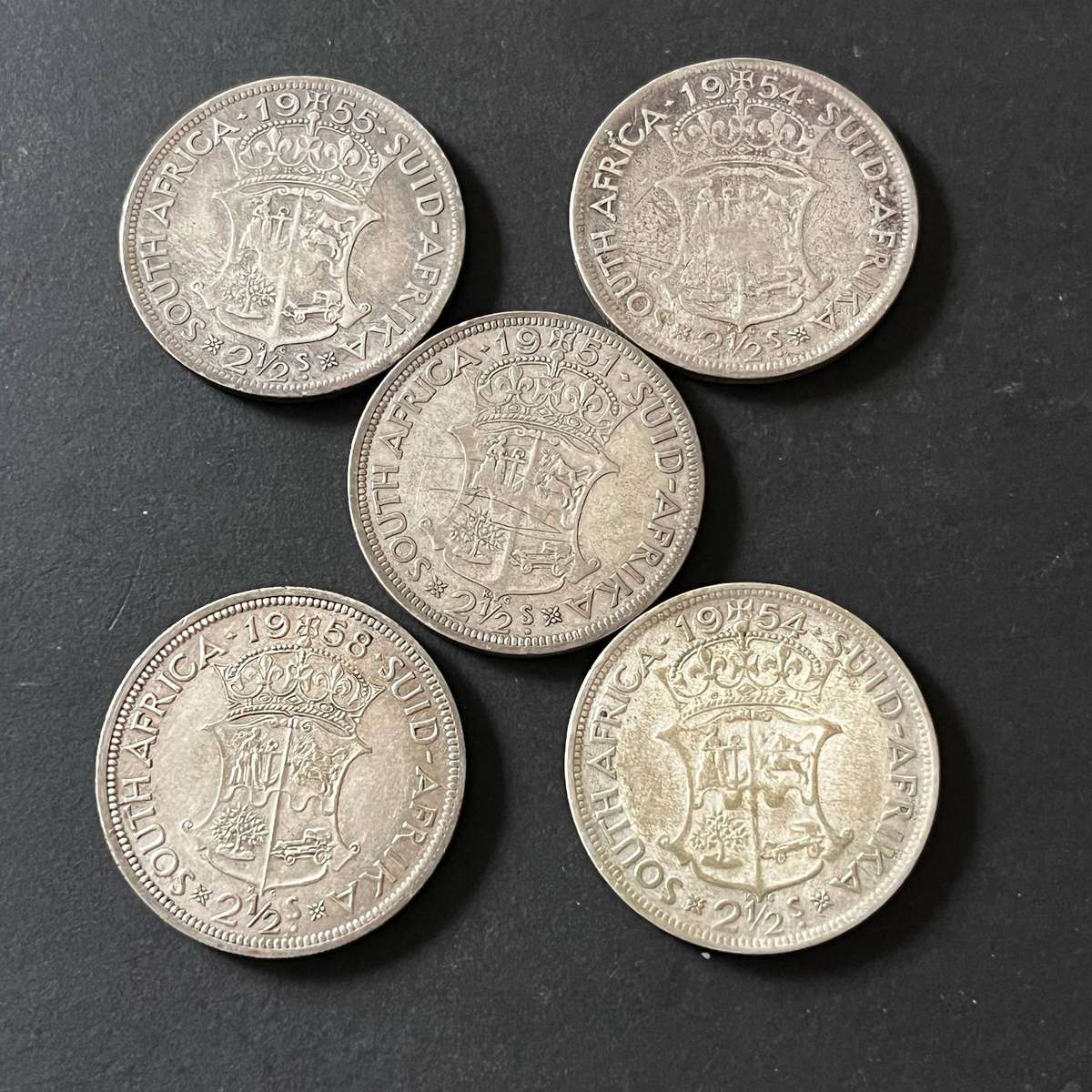 Union of SA 2½ Shilling Half Crown Silver Coin Set (5 Coins)