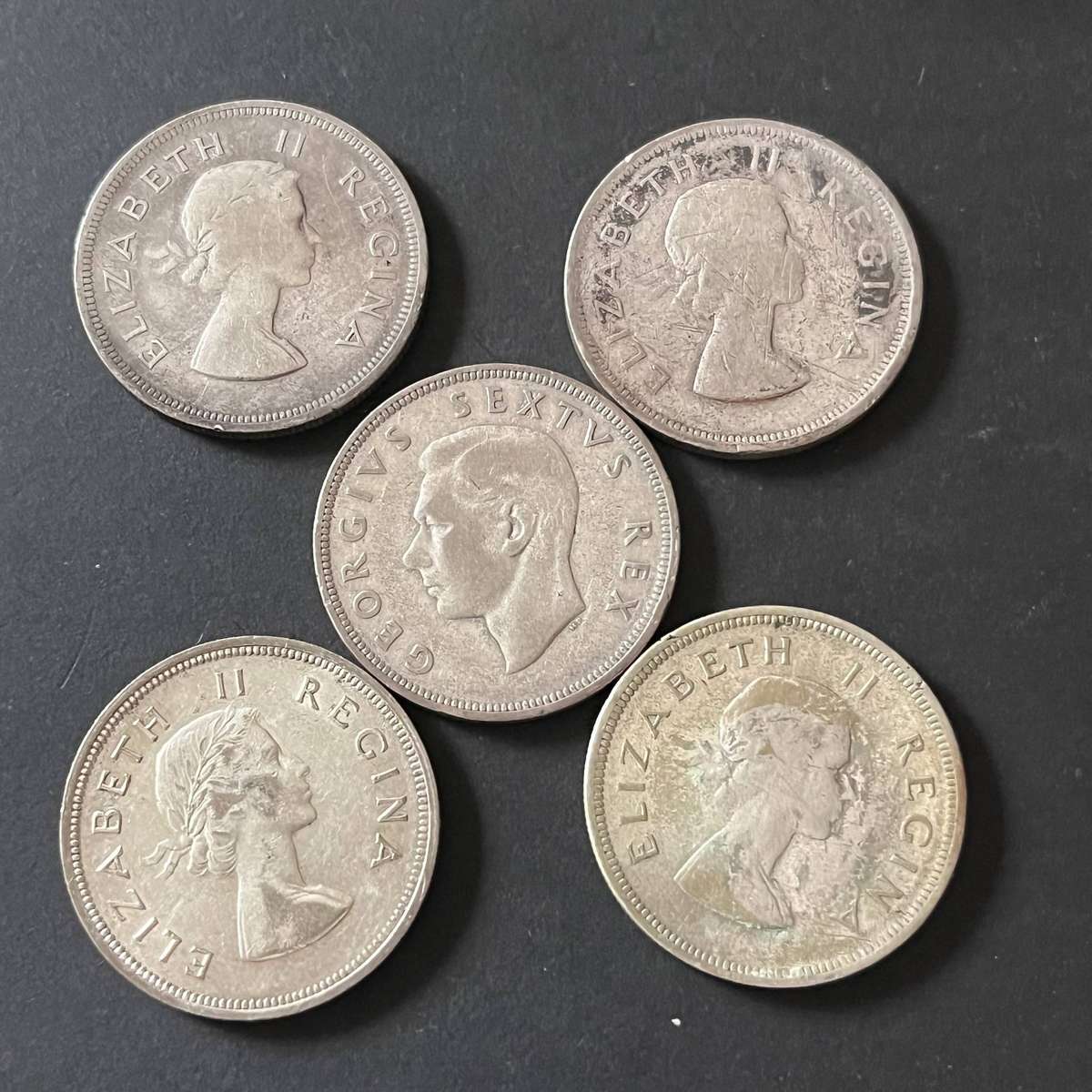  Union of SA 2½ Shilling Half Crown Silver Coin Set (5 Coins)