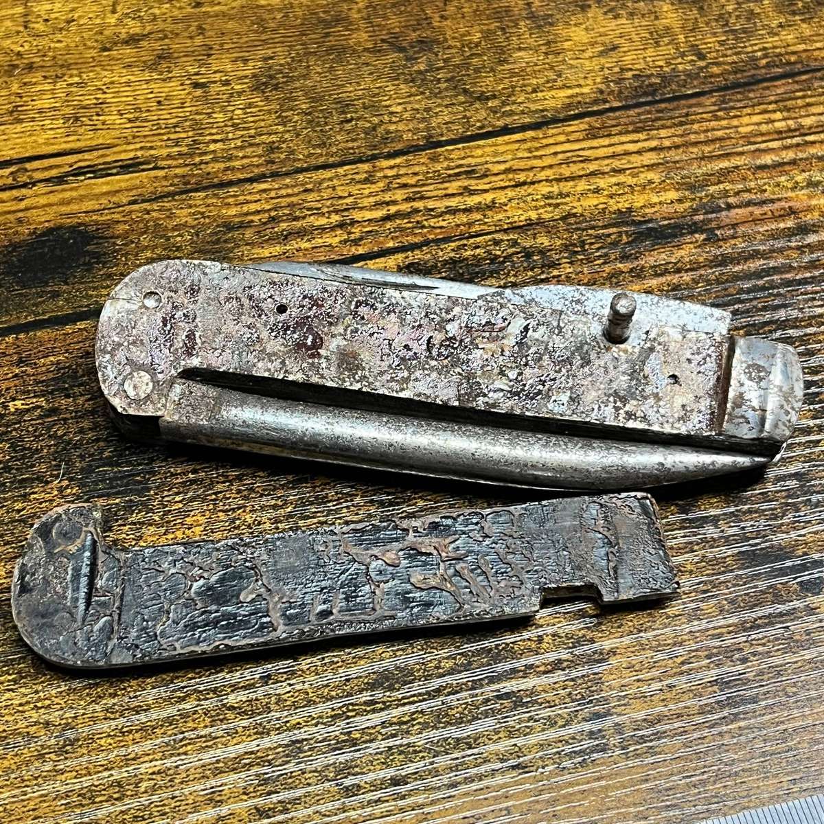 Antique S & J Kitchin Sheffield Folding Pocket Knife  Wood Handle