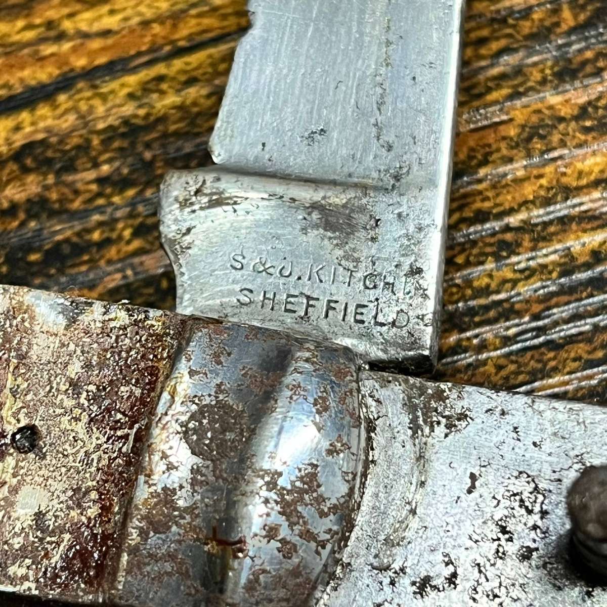 Antique S & J Kitchin Sheffield Folding Pocket Knife  Wood Handle