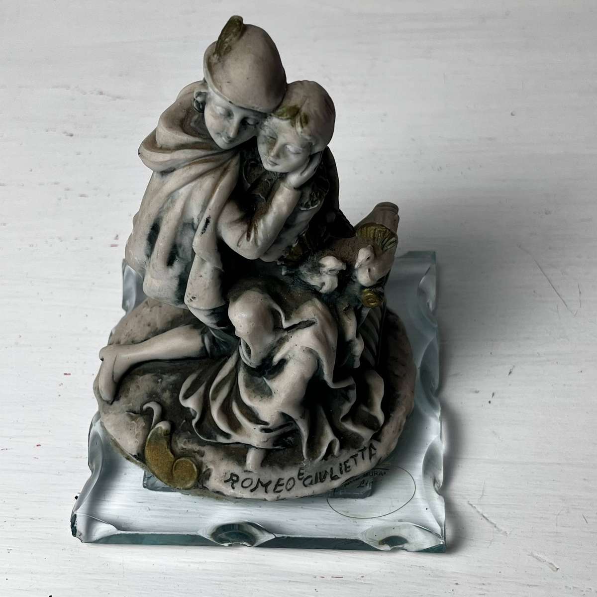 Vintage Romeo and Juliet Figurine on Glass Base 10cm