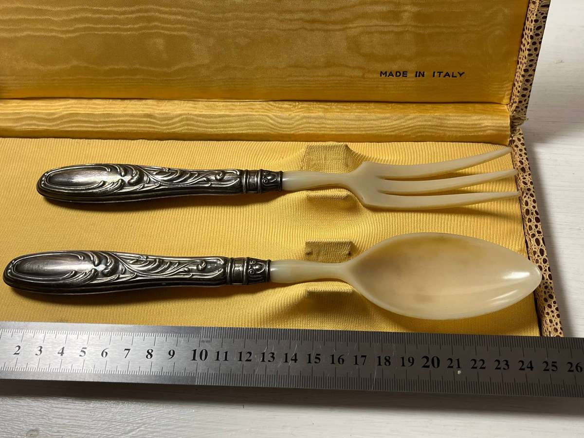  Vintage ELDORADO Italian Serving Set  Spoon & Fork (Boxed)