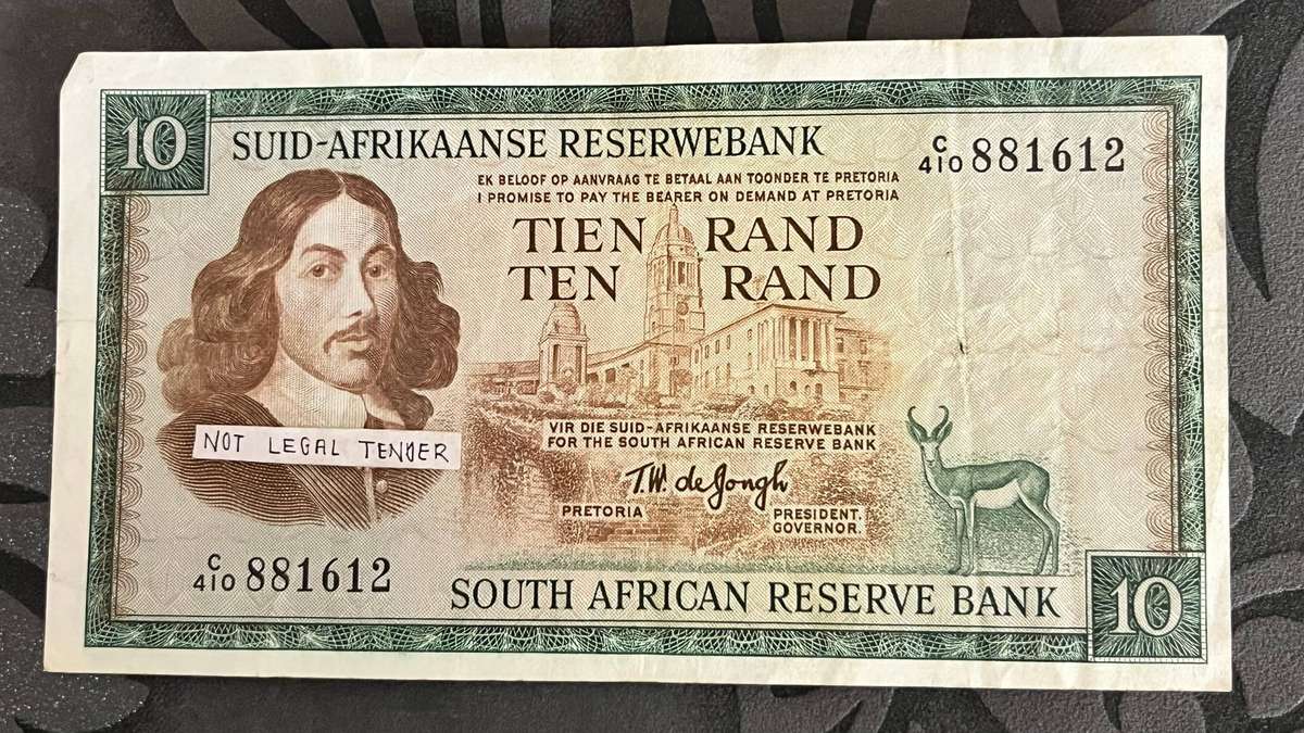 10 Rand Banknote  T.W. de Jongh Signature