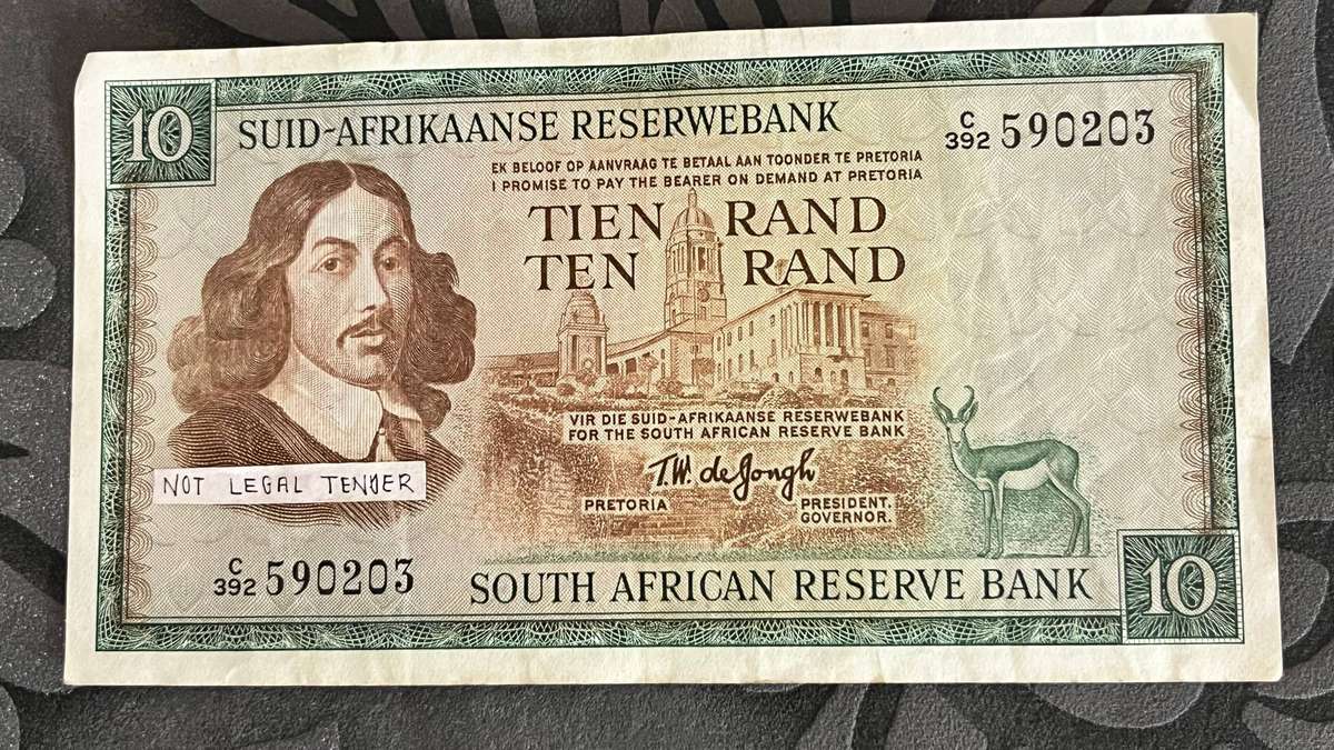 10 Rand Banknote  T.W. de Jongh Signature