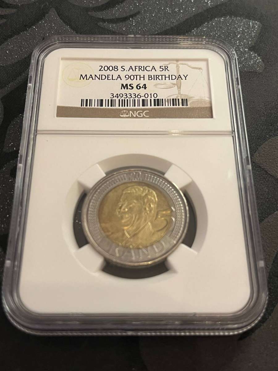 2008 South Africa R5  Mandela 90th Birthday (NGC MS64)