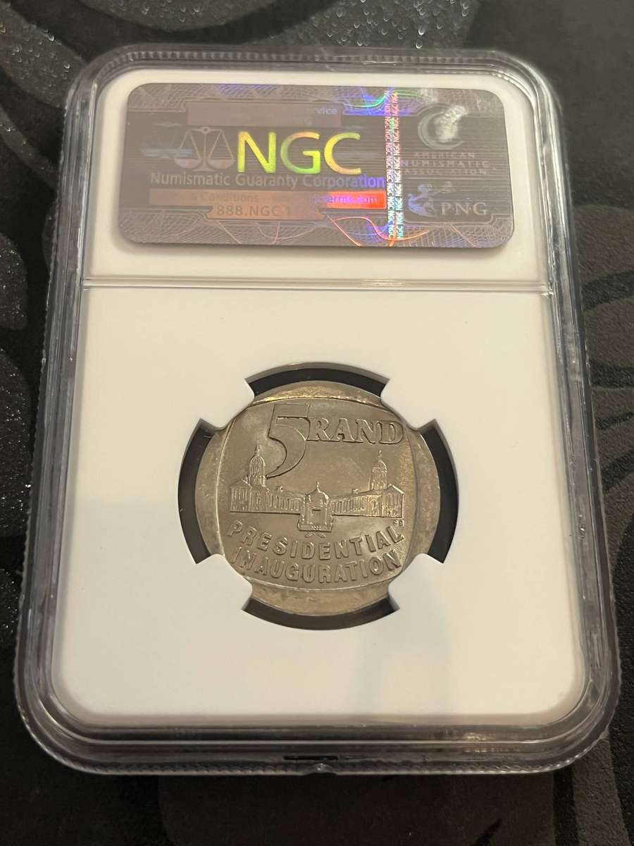 1994 South Africa 5 Rand  Presidential Inauguration  (NGC MS61)