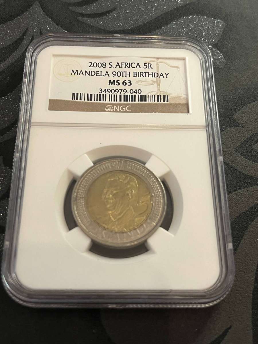 2008 South Africa 5 Rand  Mandela 90th Birthday (NGC MS63)