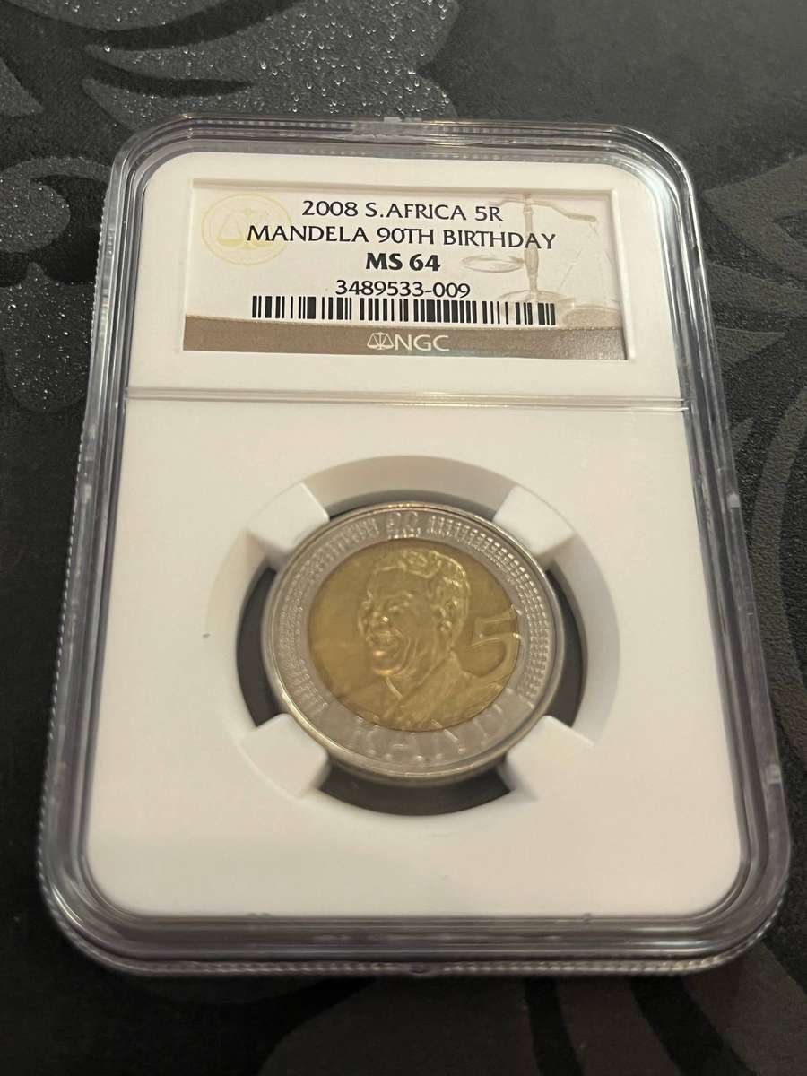 2008 South Africa R5  Mandela 90th Birthday (NGC MS64)