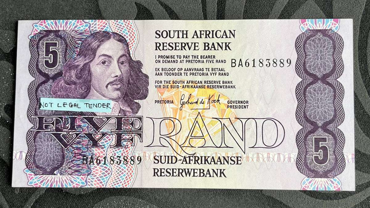 5 Rand Banknote Gerhard de Kock